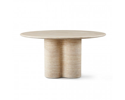 Harbour Porto Travertine Round Dining Table 60" - Travertine Natural