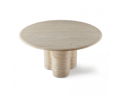 Harbour Porto Travertine Round Dining Table 60" - Travertine Natural