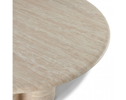 Harbour Porto Travertine Round Dining Table 60" - Travertine Natural