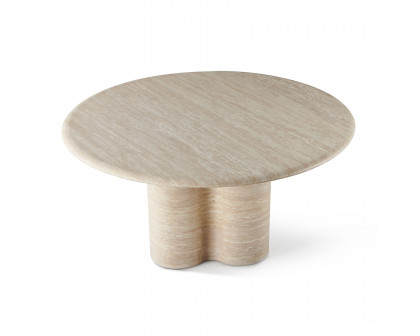 Harbour Porto Travertine Round Dining Table 60" - Travertine Natural