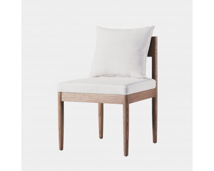 Harbour Rozelle Armless Dining Chair - Oak Brown, Boucle Ivory