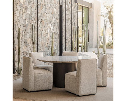 Harbour Santorini Outdoor Armless Dining Chair - Aluminum Asteroid, Riviera Stone