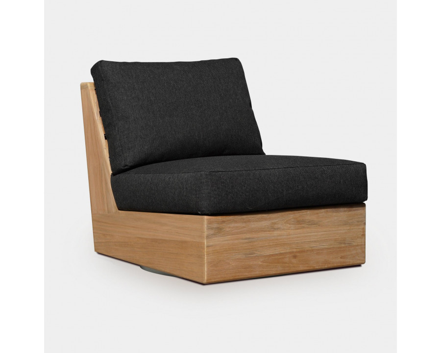 Harbour Tulum Armless Swivel Lounge Chair - Teak Natural, Lisos Grafito