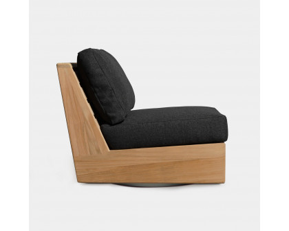 Harbour Tulum Armless Swivel Lounge Chair - Teak Natural, Lisos Grafito