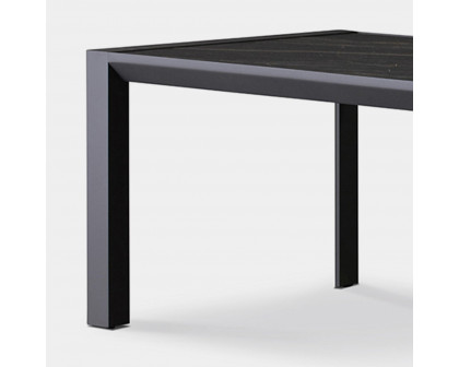 Harbour Vaucluse Dining Table 81" - Aluminum Asteroid, Laminam Noir