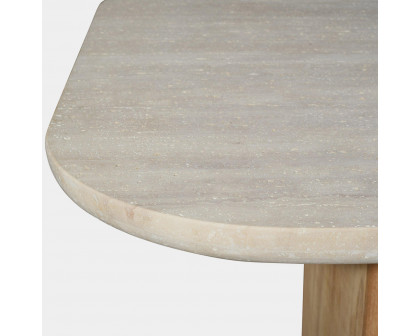 Harbour Victoria Teak Dining Table 2000 - Teak Natural, Travertine Cream