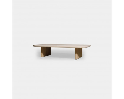 Harbour Victoria Teak Coffee Table - Teak Natural, Travertine Cream