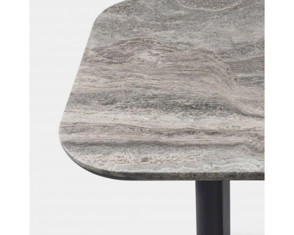 Harbour Victoria Stone Dining Table 81" - Aluminum Asteroid, Travertine Dark Gray