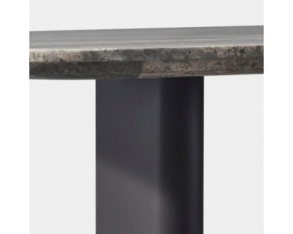 Harbour Victoria Stone Dining Table 81" - Aluminum Asteroid, Travertine Dark Gray