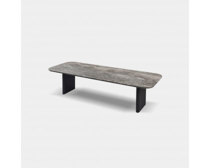 Harbour Victoria Dining Table 2600 - Aluminum Asteroid, Travertine Dark Gray