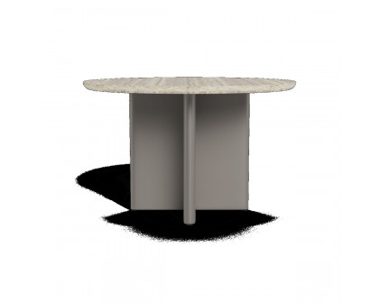 Harbour Victoria Stone Round Dining Table 48" - Aluminum Asteroid, Travertine Dark Gray