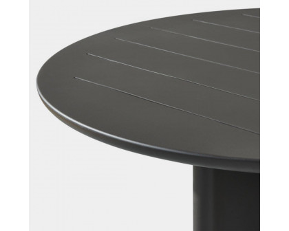 Harbour Victoria Slatted Round Dining Table 60" - Aluminum Asteroid