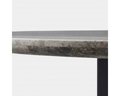 Harbour Victoria Stone Round Dining Table 60" - Aluminum Asteroid, Travertine Dark Gray