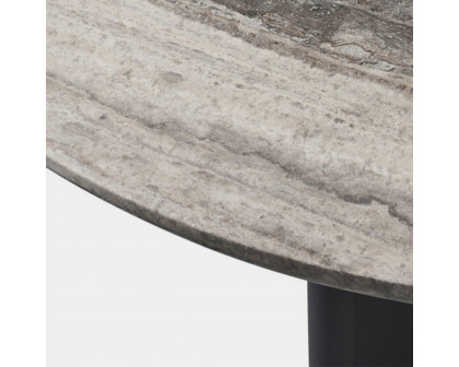 Harbour Victoria Stone Round Dining Table 60" - Aluminum Asteroid, Travertine Dark Gray