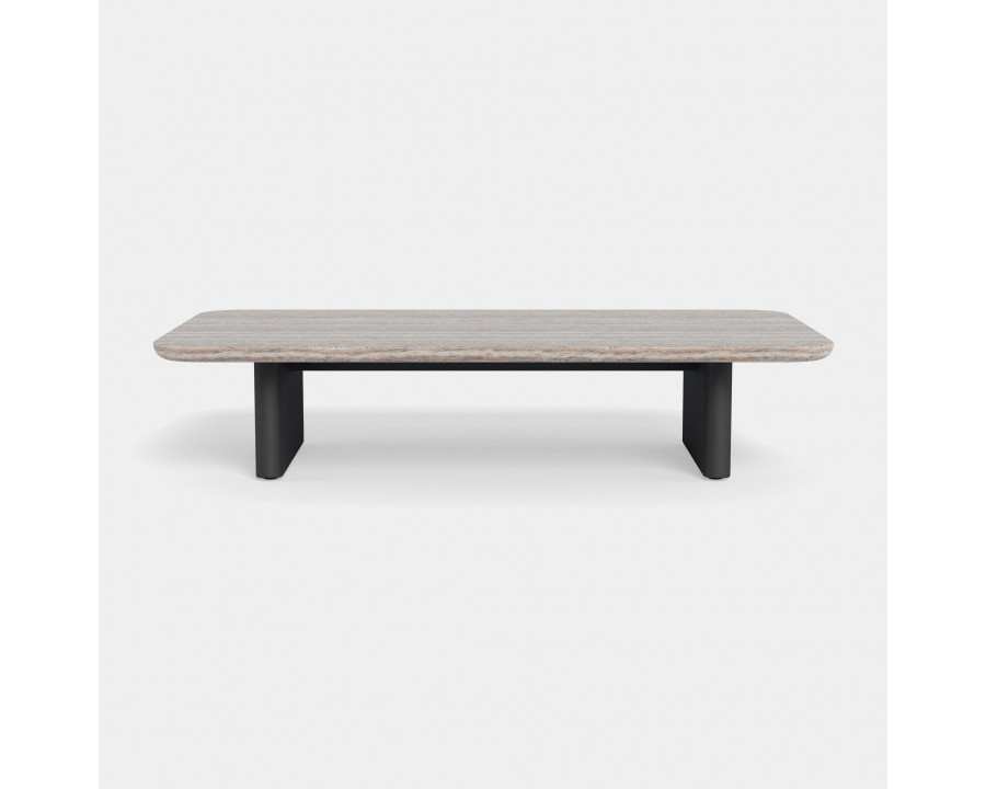 Harbour Victoria Coffee Table - Aluminum Asteroid, Travertine Dark Gray