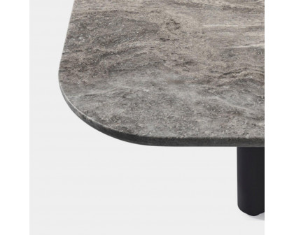 Harbour Victoria Coffee Table - Aluminum Asteroid, Travertine Dark Gray