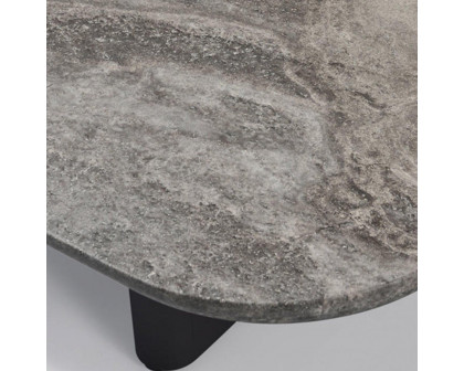 Harbour Victoria Coffee Table - Aluminum Asteroid, Travertine Dark Gray