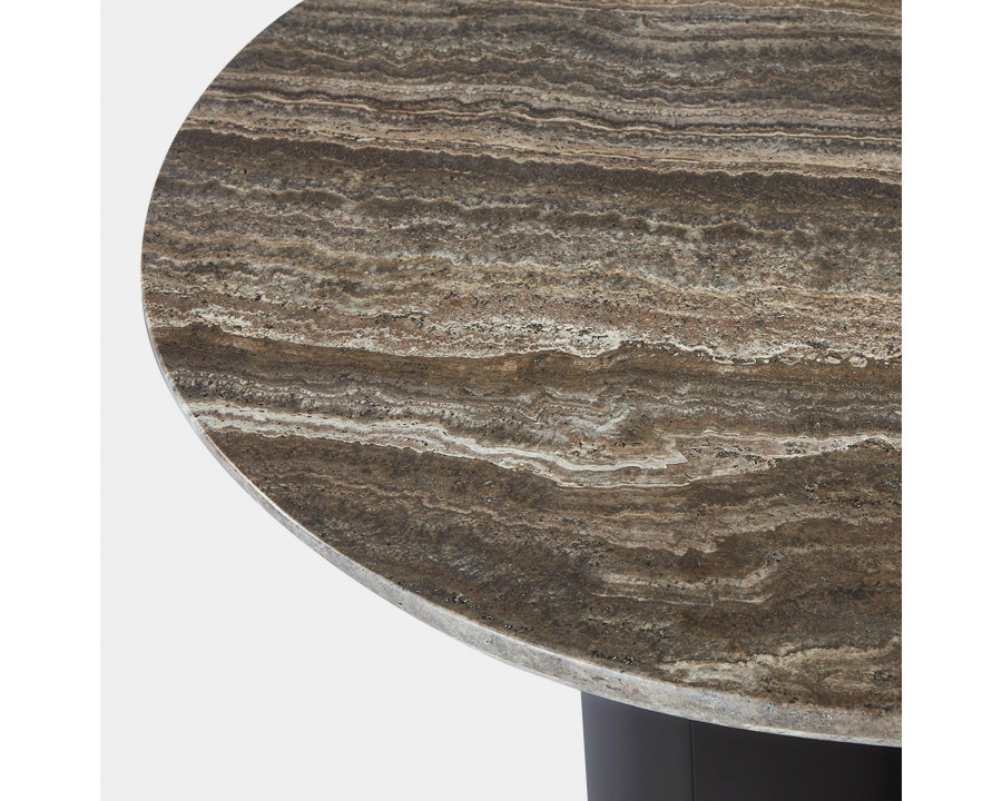 Harbour Victoria Round Side Table - Aluminum Asteroid, Travertine Dark Gray