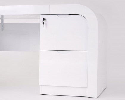 HMR Chicent L-shaped Modern Executive Desk with Ample Storage - White, 70.9"L x 63.0"W x 29.9"H, Left Hand