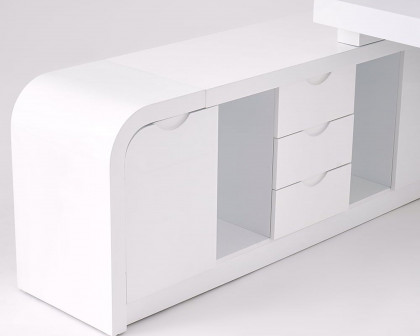 HMR Chicent L-shaped Modern Executive Desk with Ample Storage - White, 70.9"L x 63.0"W x 29.9"H, Left Hand