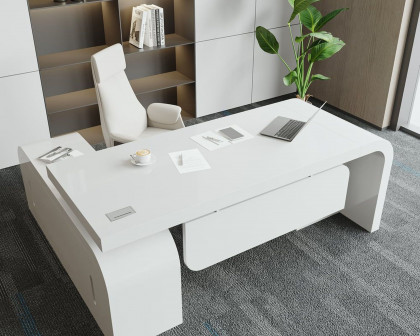 HMR Chicent L-shaped Modern Executive Desk with Ample Storage - White, 63.0"L x 63.0"W x 29.9"H, Right Hand