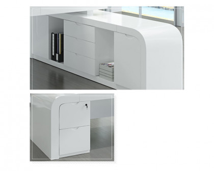 HMR Chicent L-shaped Modern Executive Desk with Ample Storage - White, 63.0"L x 63.0"W x 29.9"H, Right Hand