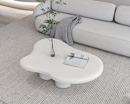 HMR 39" Irregular Cloud-Shaped Abstract Coffee Table - White