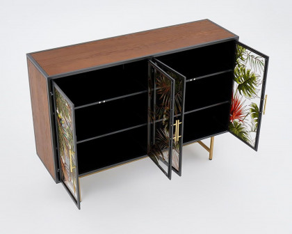 HMR 53" Modern Painted Sideboard Buffet with Glass Doors and Shelves - Black, 53.1"W x 15"D x 37.4"H