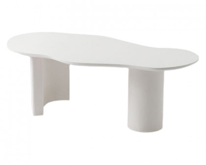 HMR 47" Japandi Funky Wood Coffee Table Abstract Cloud Shaped - White