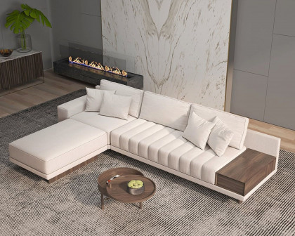 HMR 126" L-Shaped Modular Sectional with Chaise & Ottoman - Off-White, Linen