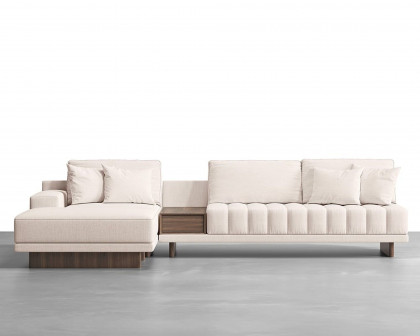 HMR 126" L-Shaped Modular Sectional with Chaise & Ottoman - Off-White, Linen