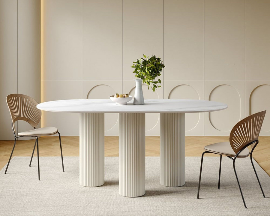 HMR Modern Round Sintered Stone Dining Table