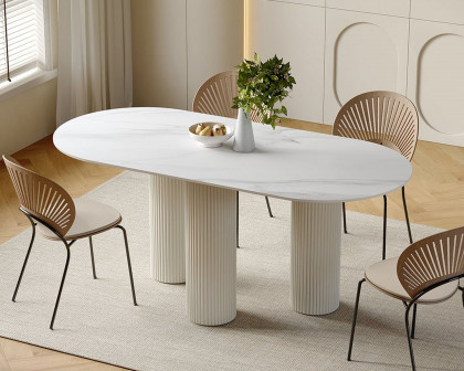 HMR Modern Round Sintered Stone Dining Table