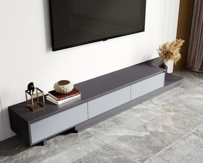 HMR Fero Extendable TV Stand with Drawers - Dark Gray & Light Gray, MDF, 79"