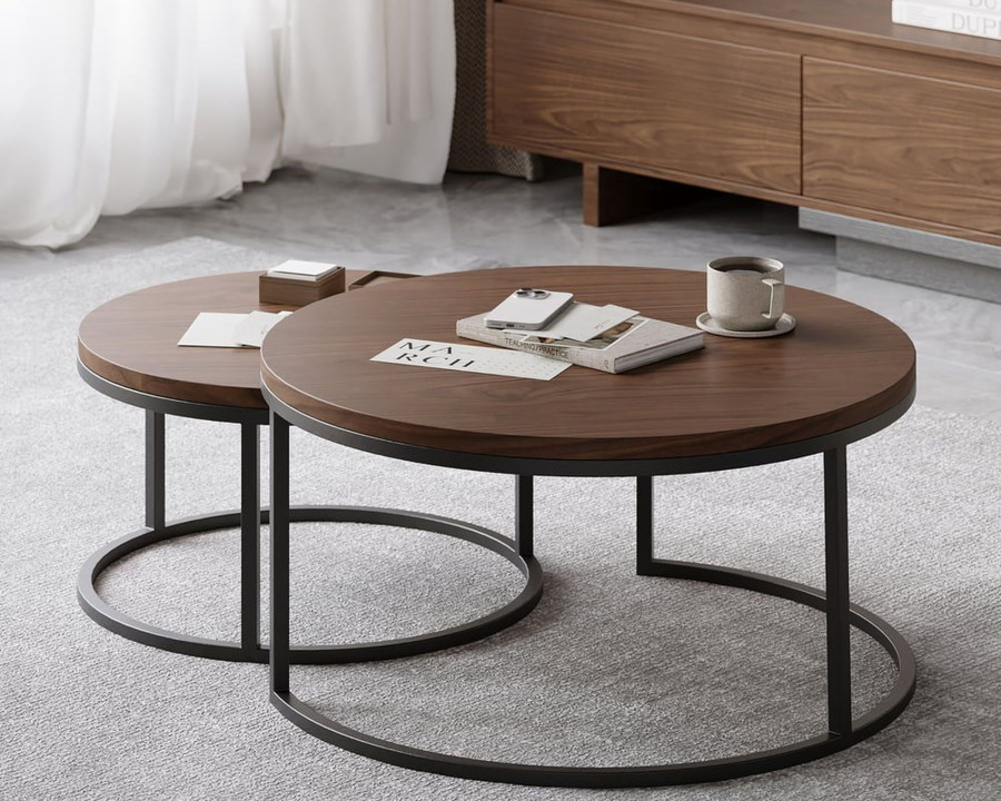 HMR Fero Round Nesting Coffee Table Set (24"-32")