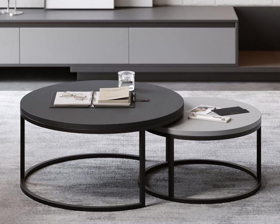 HMR Fero Round Nesting Coffee Table Set (24"-32")