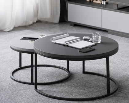 HMR Fero Round Nesting Coffee Table Set (24"-32")