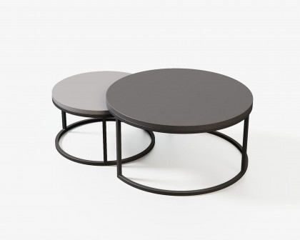 HMR Fero Round Nesting Coffee Table Set (24"-32") - Gray/Black, MDF