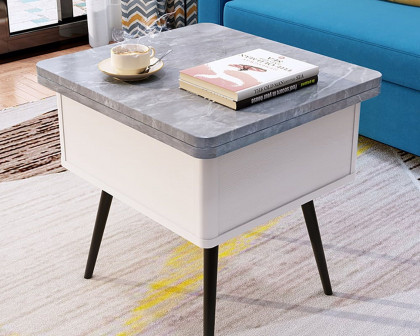 HMR - Lift Top Coffee Table with Storage MDF Top and Carbon Steel Base Extendable in Gray