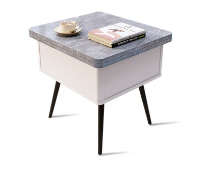 HMR - Lift Top Coffee Table with Storage MDF Top and Carbon Steel Base Extendable in Gray