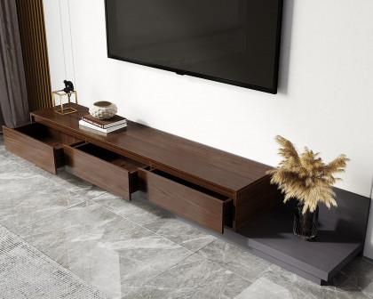 HMR Fero Extendable TV Stand with Drawers - Walnut & Gray, MDF, 79"