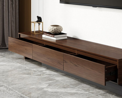 HMR Fero Extendable TV Stand with Drawers - Walnut & Gray, MDF, 79"