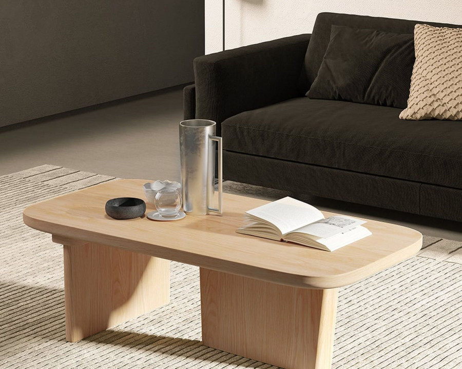 HMR Rectangular Coffee Table with Abstract Base