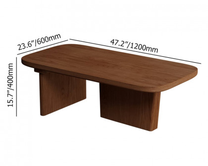 HMR Rectangular Coffee Table with Abstract Base - Walnut