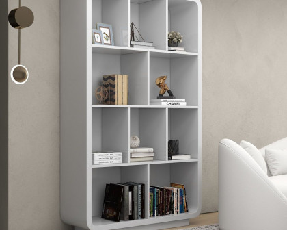 HMR Chicent 78.7" Modern Bookshelf 4-Tier Standard Bookcase with Rich Storage - White