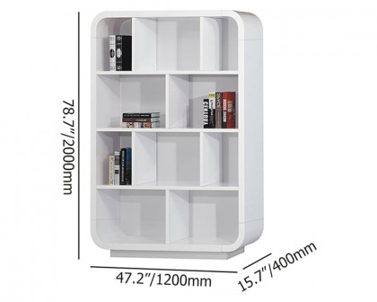 HMR Chicent 78.7" Modern Bookshelf 4-Tier Standard Bookcase with Rich Storage - White