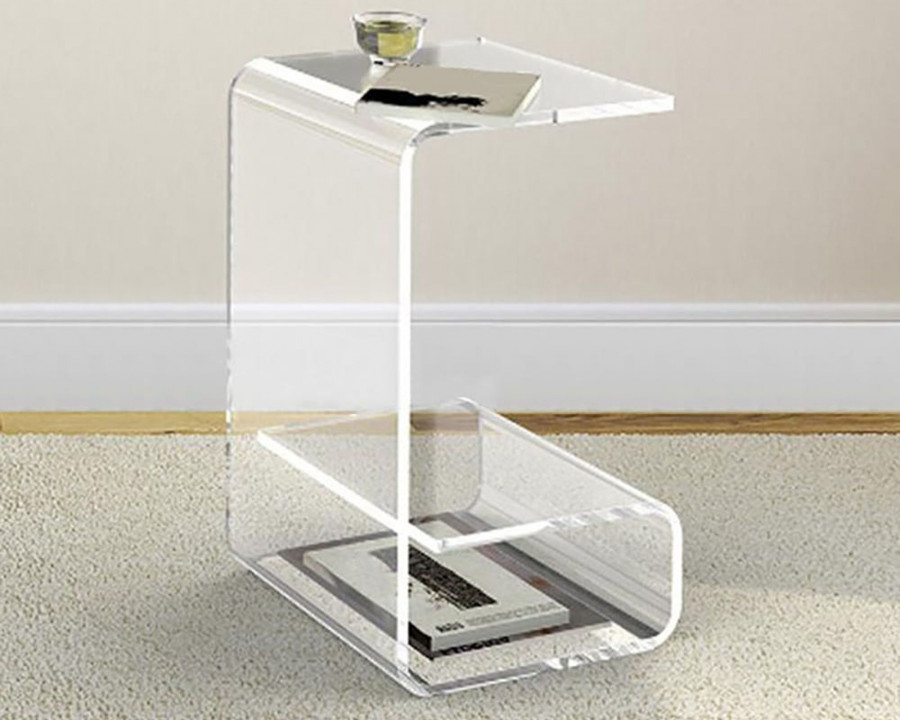 HMR Modern End Table with Storage C-Shaped