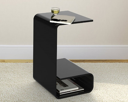 HMR Modern End Table with Storage C-Shaped