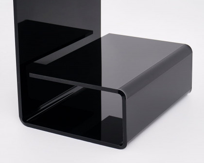 HMR Modern End Table with Storage C-Shaped - Black, Acrylic