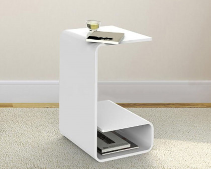 HMR Modern End Table with Storage C-Shaped